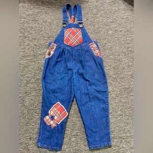 Vintage jean overalls patches denim uptown blues 2T